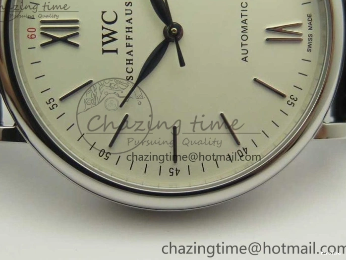 MIROTIME 0303 Supportive Portofino Automatic SS AF 1:1 Best Edition White Dial on Black Croco Leather Strap A 7184